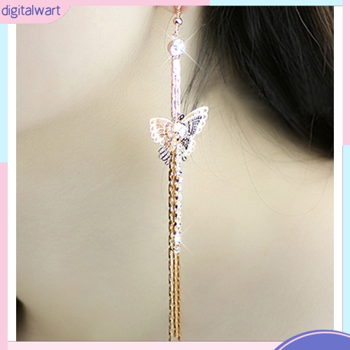 Đôi Khuyên Tai Dài Hình Bướm Đính Đá Thời Trang Cho Nữ