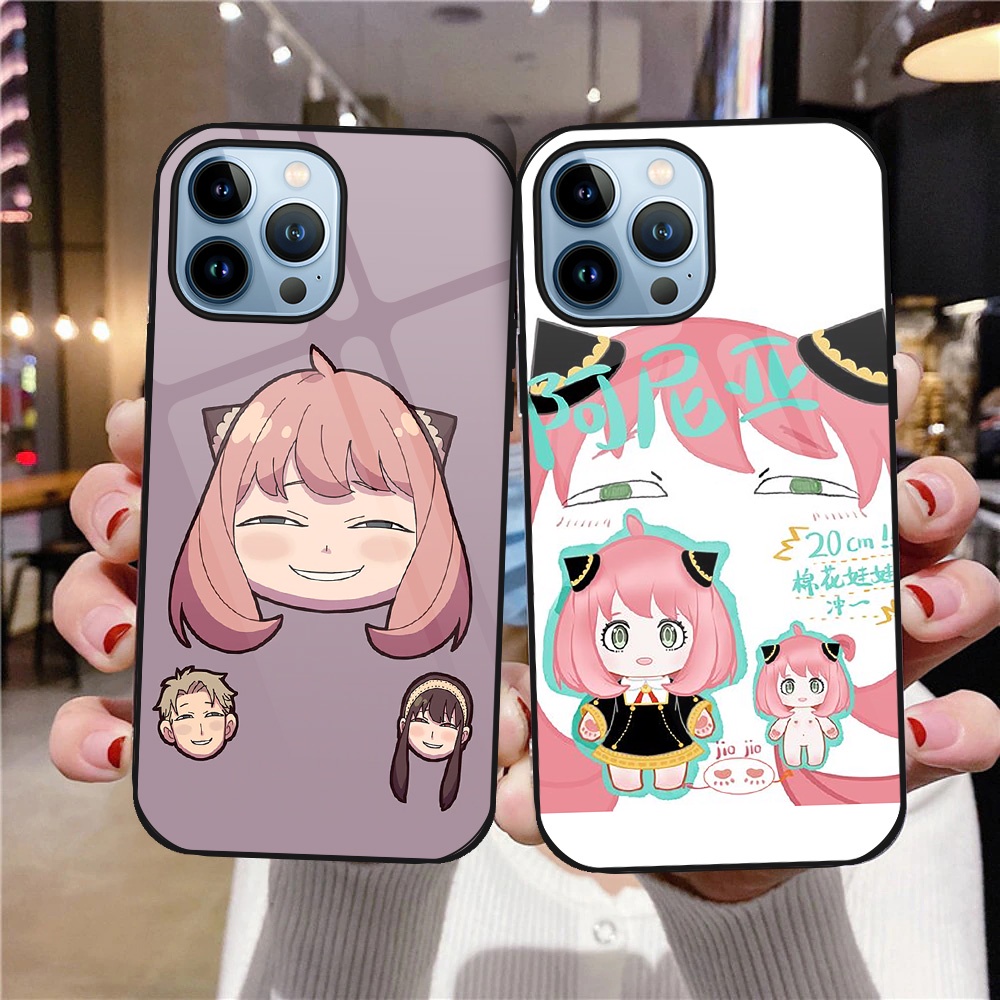 Ốp Điện Thoại Kính Cường Lực Cứng In Hình Anime Cho iPhone 13 Pro Max 11 12 iPhone 7 8 Plus X XS Spyxfamily