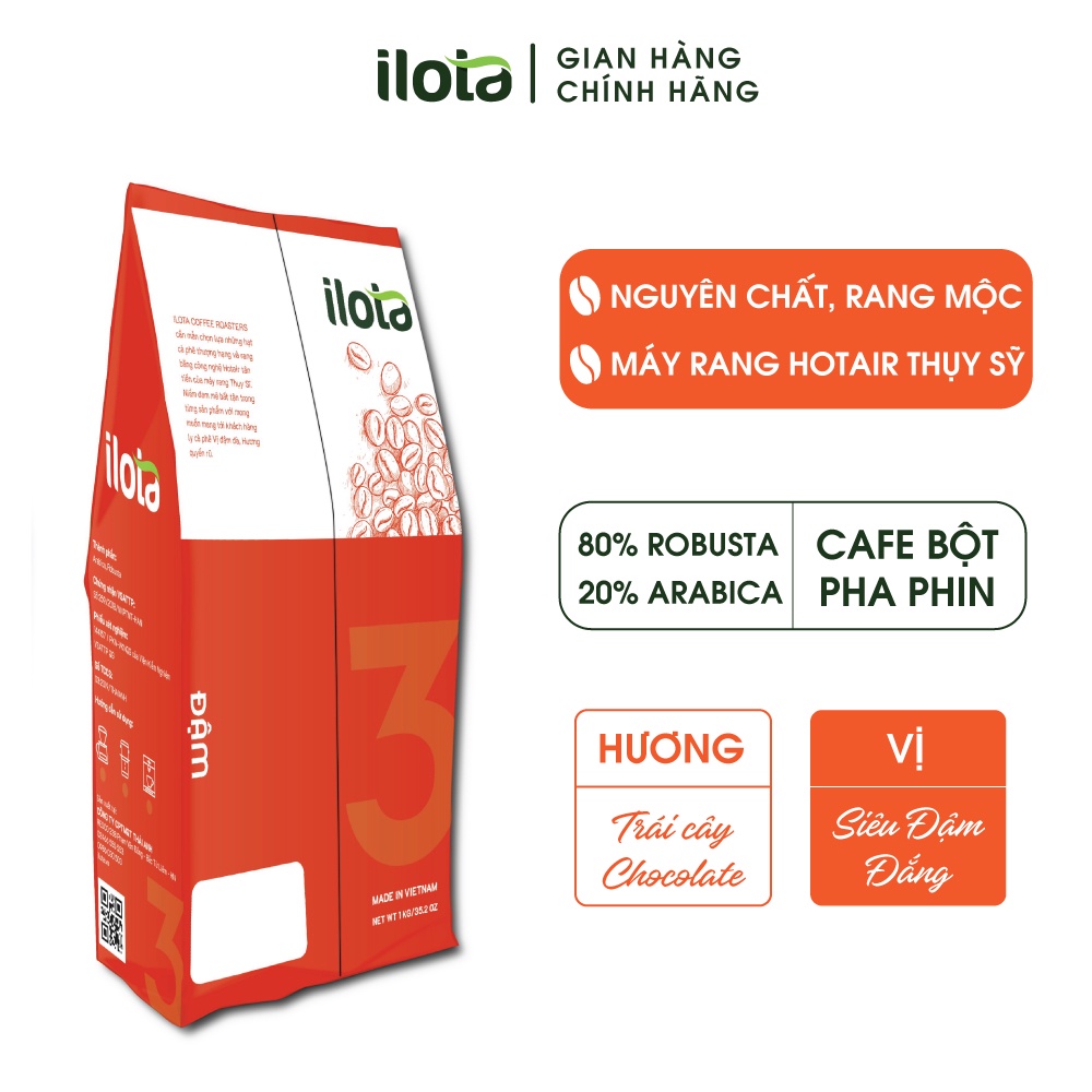 Cà Phê rang xay nguyên chất rang mộc ILOTA 3 Cafe phin cà phê Truyền thống Arabica Robusta Coffee