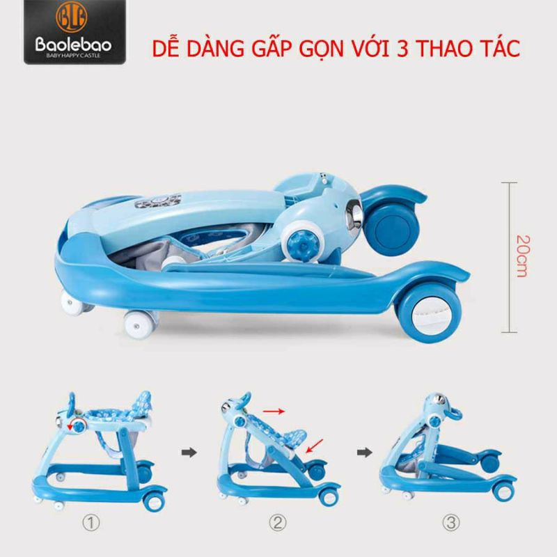  XE TẬP ĐI 2 KIỂU NGỒI VÀ ĐỨNG CÓ KHÓA BÁNH CAO CẤP BLB 6090