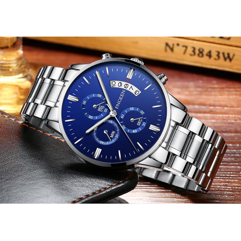 ĐỒNG HỒ NAM FNGEEN F5444 DÂY THÉP ĐEN CAO CẤP +TẶNG PIN 60K | BigBuy360 - bigbuy360.vn