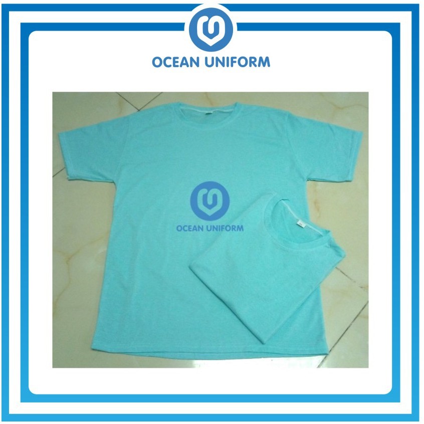 Áo phông trơn cổ tròn cotton xanh ngọc Ocean Uniform