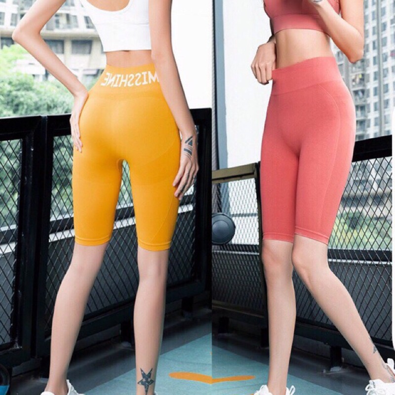 Quần tập gym yoga zumba thể thao cạp cao dáng lửng