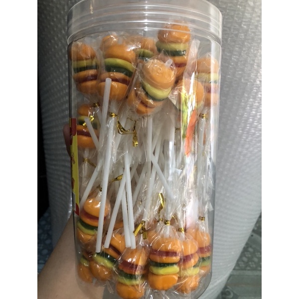 Hộp 50 cây kẹo dẻo trái cây burger que dài