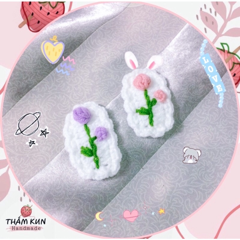 Kẹp tóc cành hoa handmade len