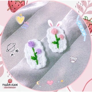Kẹp tóc cành hoa handmade len