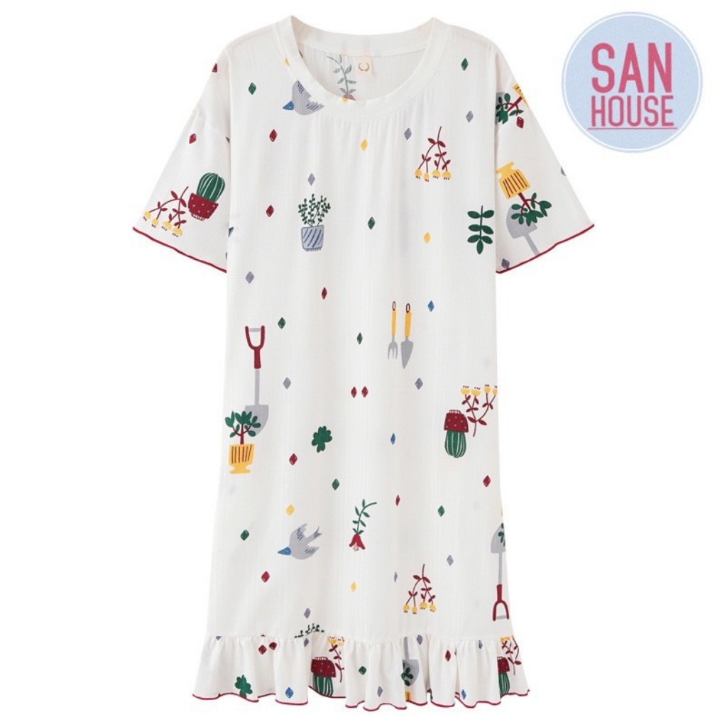 Đầm ngủ cổ tròn đuôi cá màu sắc dễ thương có thể đi dạo, đi chơi đều ok, có video, hình ảnh thật shop chụp. | BigBuy360 - bigbuy360.vn