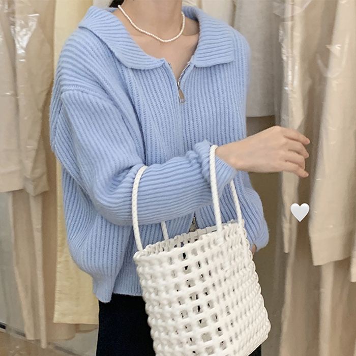 Áo Khoác Sweater Phối Khóa Kéo Thời Trang 2022 Mới Cho Nữ