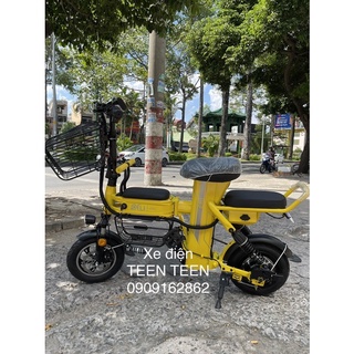Xe điện Theli thân gấp cho mẹ và bé 3 ghế( màn hình led tròn hiển thị tốc độ )