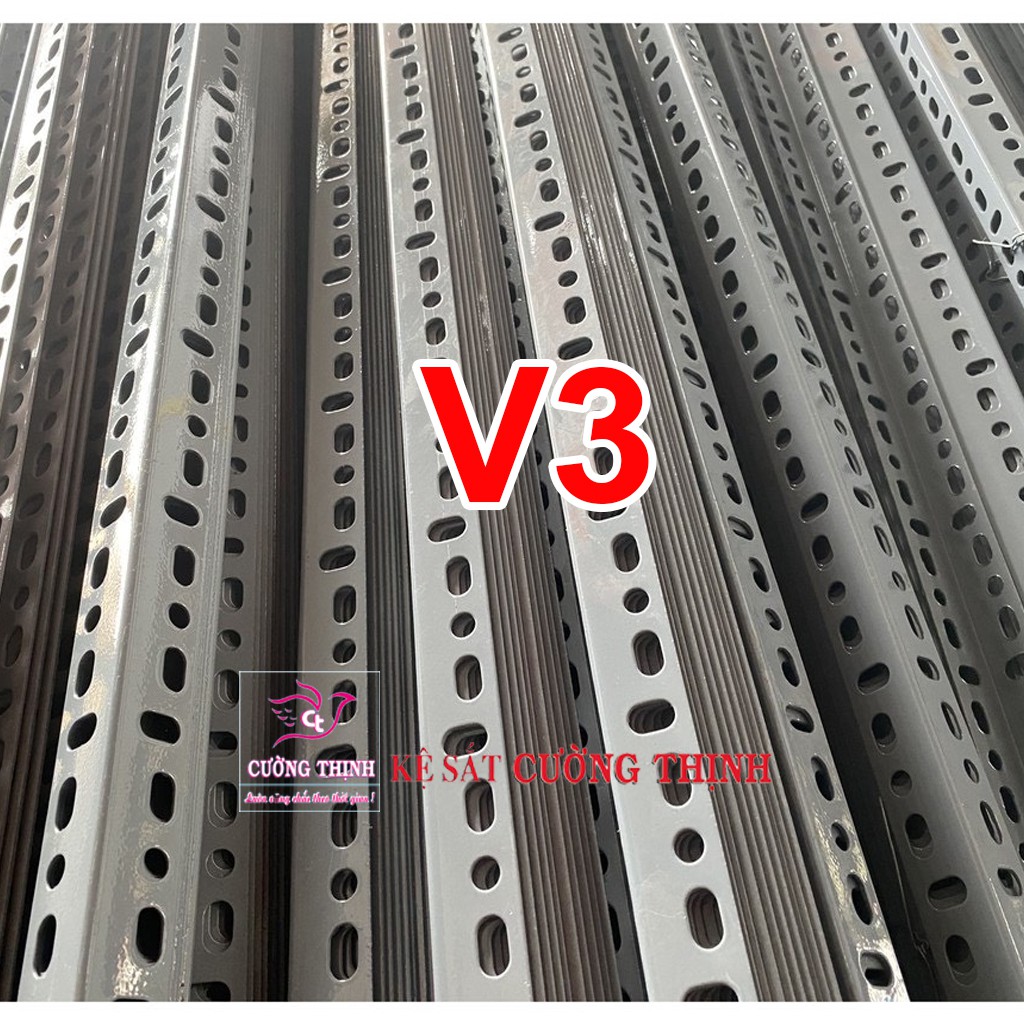 Sắt V lỗ (V3 dài 2m, dày 1,6mm) Thanh sắt V3x3, Thép V lỗ, Kệ sắt đa năng, Kệ sắt V lỗ, Sắt V làm kệ ...