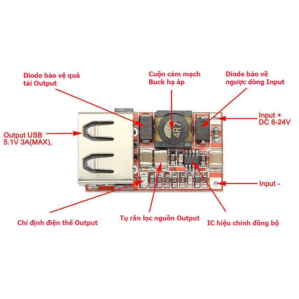 Mạch hạ áp sạc dự phòng 5V3A