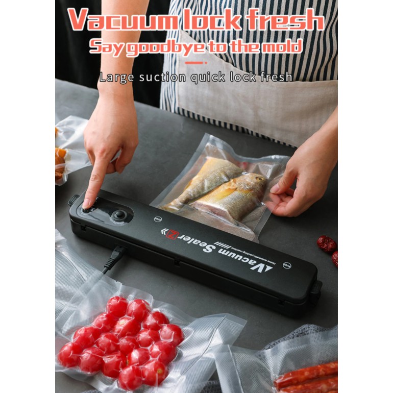 Máy Hút Chân Không Thực Phẩm Cho Gia Đình Vacuum Sealer - Nhỏ gọn Tiện Lợi - Tặng Kèm 10 Túi Nilon Hút Chân Không - BH6T