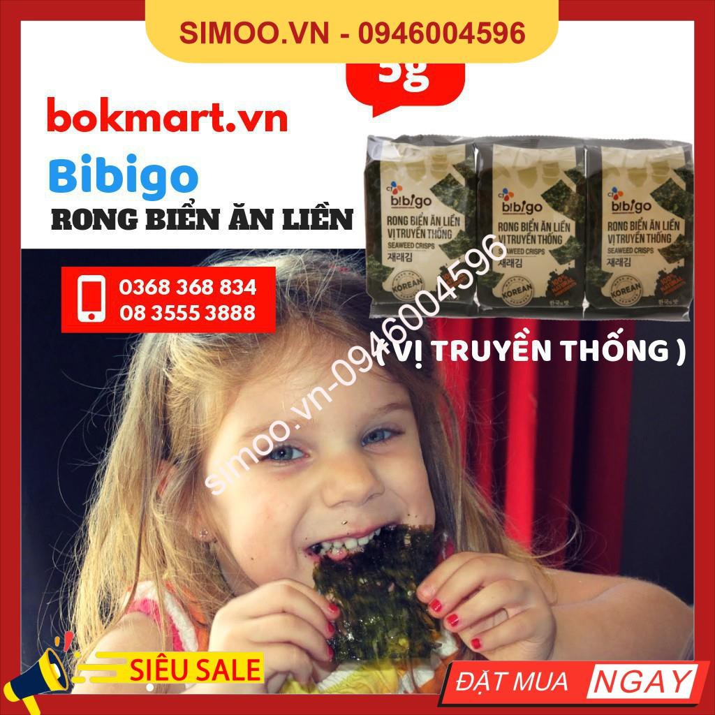 💥 ⚡ SẢN PHẨM CHÍNH HÃNG ( RONG BIỂN ĂN LIỀN VỊ TRUYỀN THỐNG BIBIGO GÓI 5G