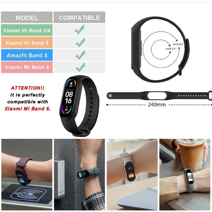 Dây đeo silicon thời trang thể thao năng động cho Xiaomi Mi Band 6 5 4 3 ywVt