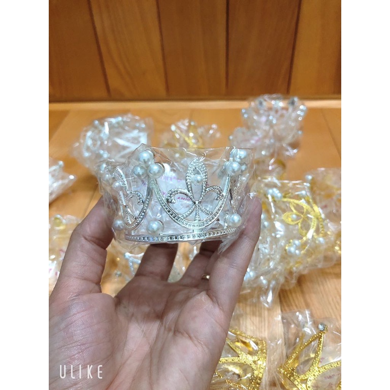 [Trang Trí Bánh Sinh Nhật]  Vương Miện - Nhỏ trắng (Nhựa)