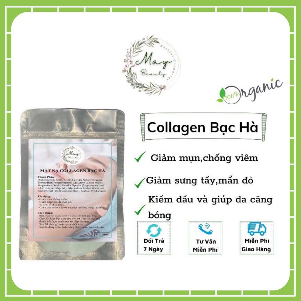 1kg Bột Mặt Nạ Collagen Bạc Hà dạng dẻo thạch nguyên chất handmade