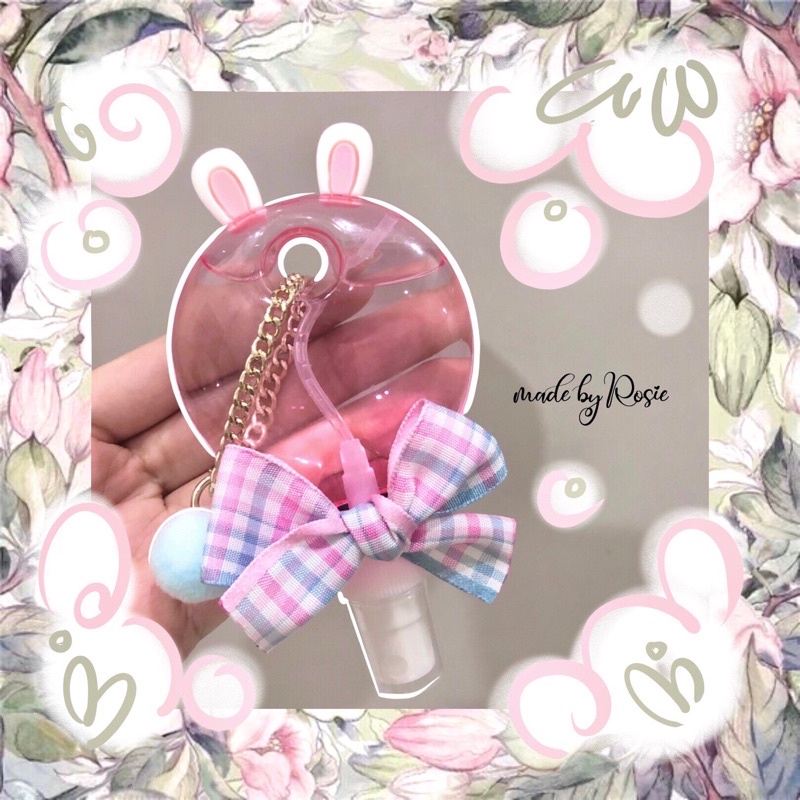 NƯỚC RỬA TAY KHÔ / CHAI XỊT SÁT KHUẨN MINI 60ml - PHIÊN BẢN THỎ - TẶNG KÈM MÓC TREO POM POM