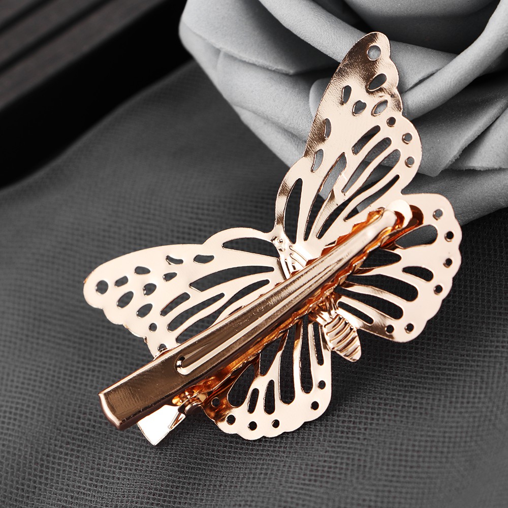 Kẹp tóc kim loại hình bướm kiểu cổ điển cho bạn nữ