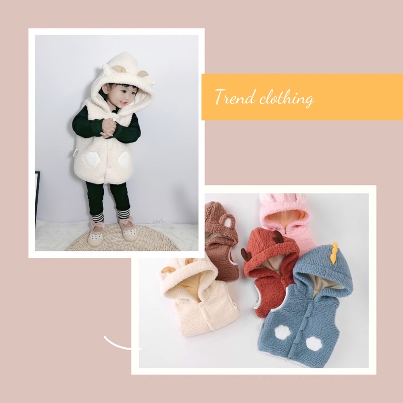 ÁO KHOÁC NỈ GILE LÔNG CỪU 🐻🐰TAI THÚ 🐻🐰SIÊU XINH CHO BÉ 0~3 TUỔI