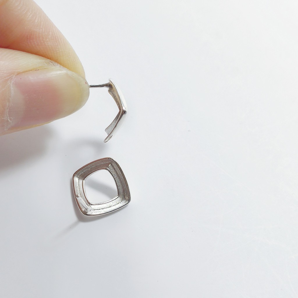 Bông tai bạc Bông hình thoi cách diệu bạc s925 Van jewelry