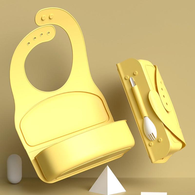 Yếm Ăn Bằng Silicone Kèm Túi Đựng Dành Cho Trẻ Em