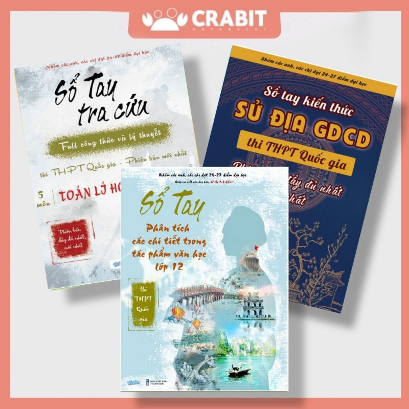 Combo 3 Cuốn Sổ Tay Kiến Thức Sử Địa GDCD Sổ Văn Và Sổ Tay 5 Môn Toán Lí Hóa Sinh Anh
