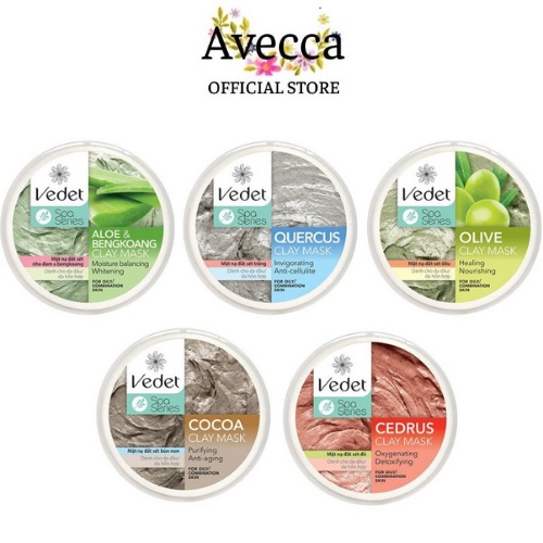 Mặt Nạ Đất Sét, Sữa Chua Giúp Làm Sạch, Dưỡng Da, Sáng Mịn C Vedette Mask (Hũ 120ml & 140g)