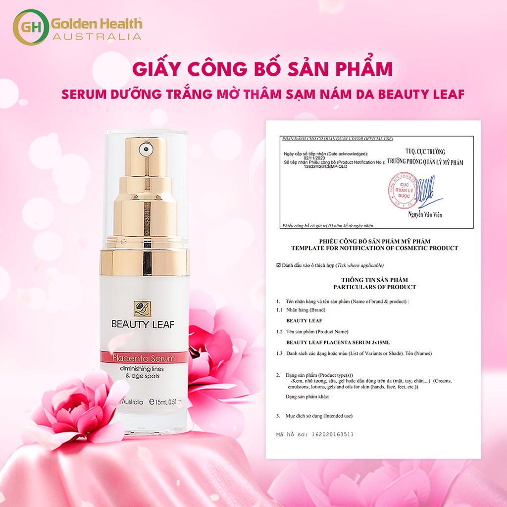 [GOLDEN HEALTH] Tinh chất serum trắng da, chống nhăn, ngừa lão hóa nhau thai cừu Beauty Leaf