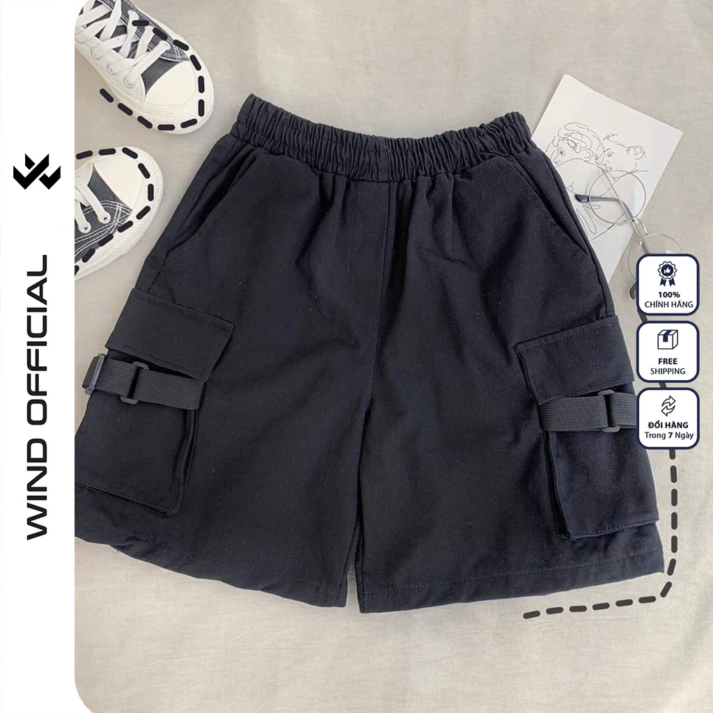 Quần short nam WIIS Unisex bóng rổ chữ V dọc, quần đùi lửng thể thao thời trang nam nữ