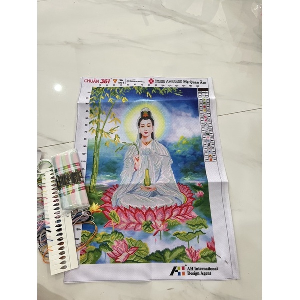 Tranh đính đá - Tranh thêu phật bà Quan Thế Âm Bồ Tát 3D Ailuo AL53400 77438 |45x62cm|_CHƯA THÊU