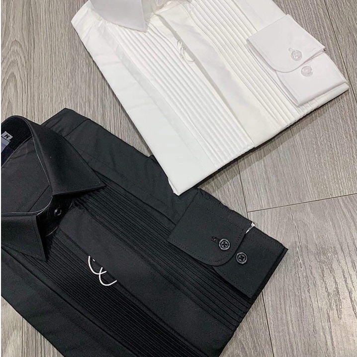 Sơ Mi Nam Xếp Ly Vải Hàn Trơn Mịn Không Nhăn Không Pai Không Xù