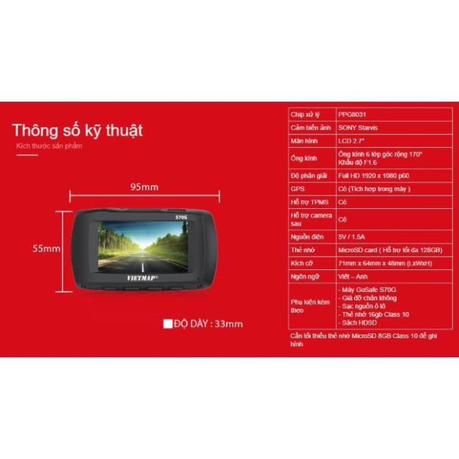 [Hỗ Trợ Lắp Đặt Miễn Phí Tận Nơi] CAMERA HÀNH TRÌNH VIETMAP GOSAFE S70G CẢNH BÁO GIAO THÔNG LỆCH LÀN ĐƯỜNG HD 1080P HÀNG