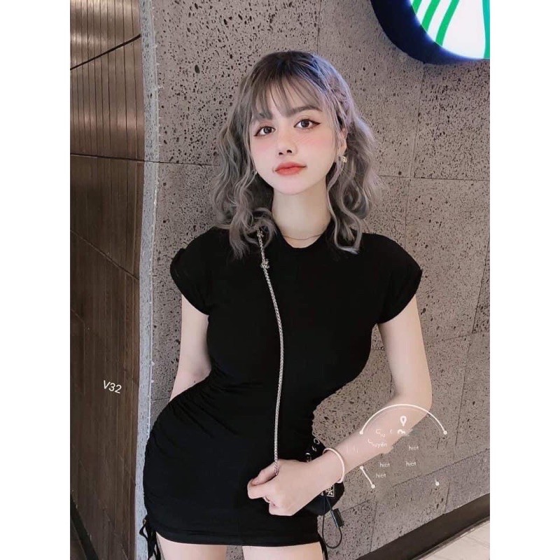 Đầm Body Rút Dây 2 Bên Trang Phục Dạo Phố Năng Động, Đầm Body Nữ Đơn Giản