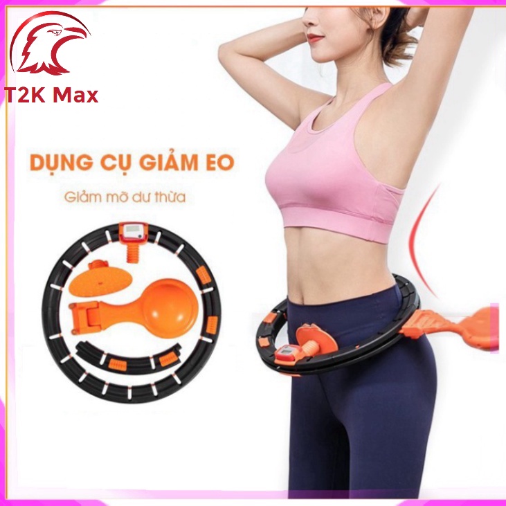 Vòng lắc eo thông minh giảm mỡ bụng Hula Hoop thế hệ mới cao cấp có đồng hồ đếm vòng - T2K Max