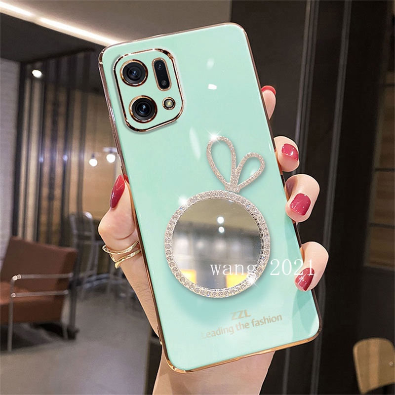 Ốp Điện Thoại Silicon Mềm Siêu Mỏng Có Gương Trang Điểm Cho OPPO Find X5 Pro 5G A96 A76 A16e A16k 4G