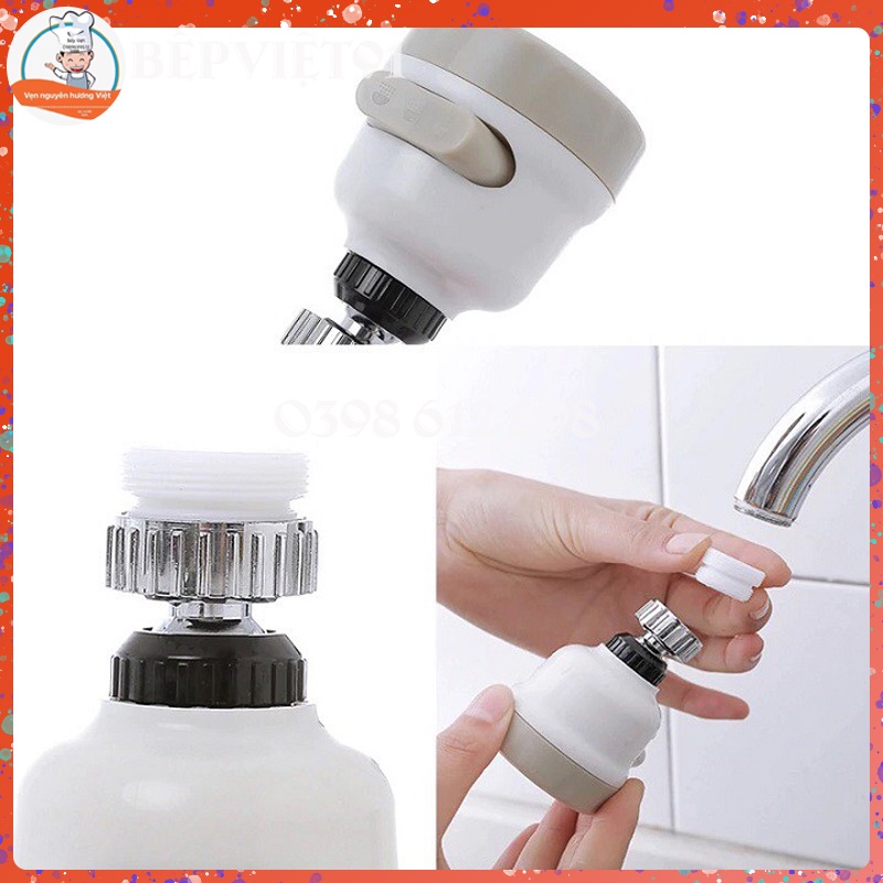 Đầu Vòi Nối Nước Rửa Bát Tăng Áp Có 3 Chế Độ Xả Nước -  Xoay 360 Độ