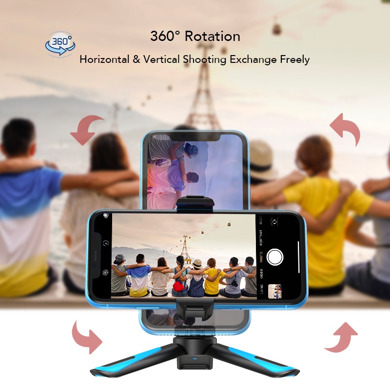 Chân Tripod APEXEL Xoay 360 Độ Có Kẹp Giữ Điện Thoại Kết Nối Bluetooth Cho Gopro iPhone