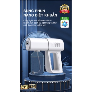 Súng khử khuẩn cầm tay K5, K5 Pro khử trùng công nghệ Nano, máy xịt sát khuẩn, phun diệt khuẩn tặng kèm dây sạc Type C