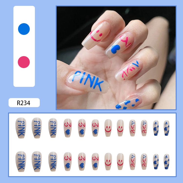 [Hàng mới về] Set 24 móng tay giả họa tiết hoạt hình nhiều màu sắc<br>
