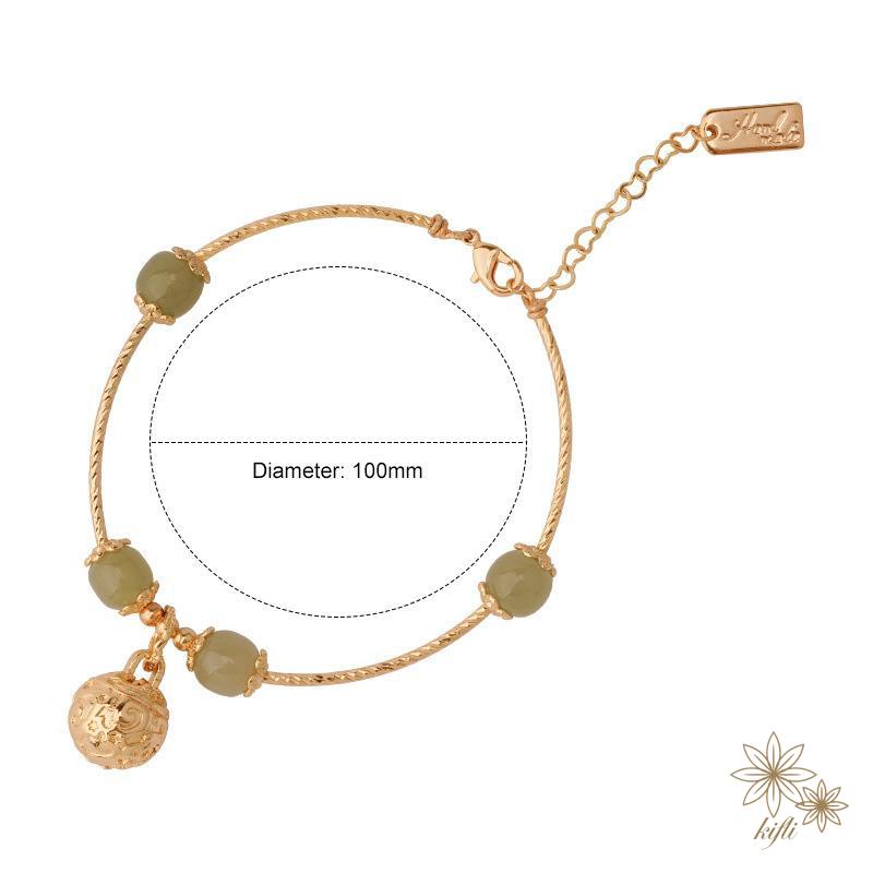 【kifli】Vòng Tay Chuỗi Hạt Mạ Vàng Đính Chuông Hợp Kim Thời Trang Cho Nữ