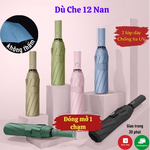 Ô Dù Che Mưa Đi Nắng Cao Cấp Tự Động Gấp Gọn Chống Tia UV Chất Liệu Vải Dù Chống Nhăn