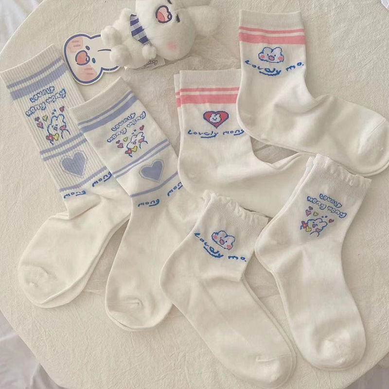 Vớ Thể Thao Mềm Mại In Họa Tiết Hoạt Hình Dễ Thương Phong Cách Nhật Bản Cho Nữ