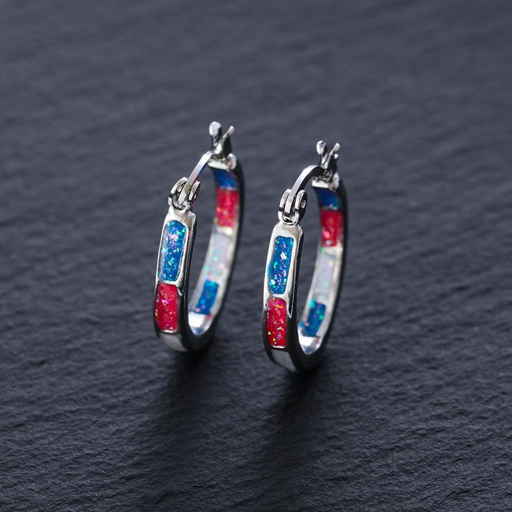 JUNE Khuyên Tai Hợp Kim Tròn Đính Đá Chakra Giảm Cân Thời Trang Cho Nữ