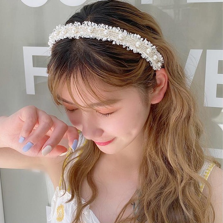 Cài tóc đính ngọc trai giả đơn giản phong cách Hàn Quốc