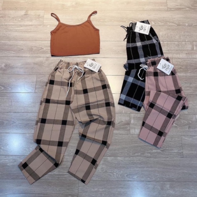 Quần Caro Nữ Chất Đũi Xước loại đẹp ❤️freeship ❤️ ảnh thật trải sàn