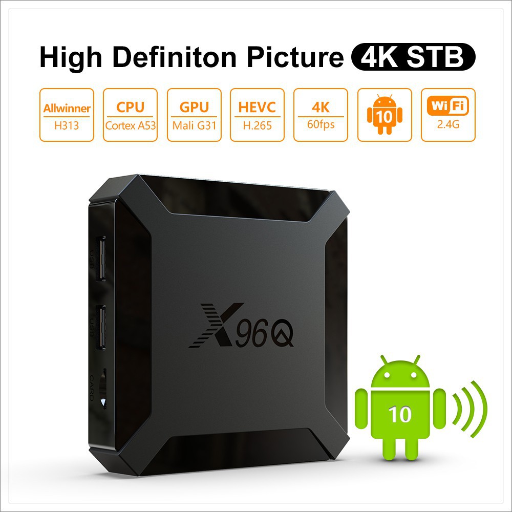 MỚI Tivi box X96Q Android 10 CPU H313 2.4GHz Wifi RAM 2G ROM 16G