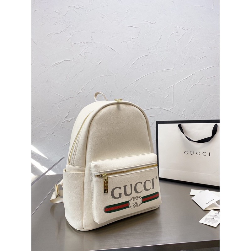 ba lô đeo vai thời trang dáng nhỏ in logo chữ khoá kéo gucci GC gG