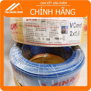 Dây Đôi vcmd 2x1.0 Vinakip 100% Đồng Nguyên Chất Dây điện có hai màu dễ dàng phân biệt âm dương