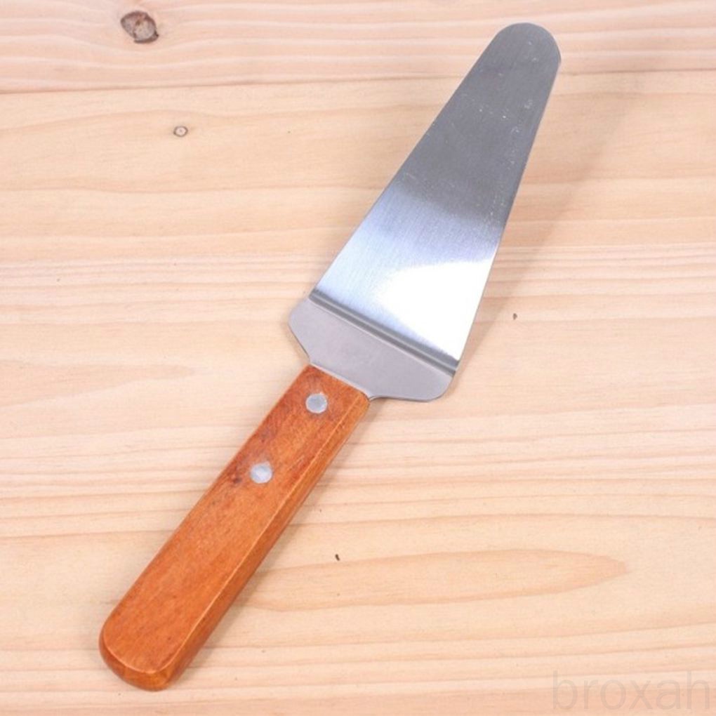 Xẻng Xúc Bánh Bằng Thép Không Gỉ Tay Cầm Gỗ Tiện Dụng Cho Nhà Bếp