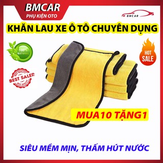 Khăn Lau Xe Ô Tô Chuyên Dụng Microfiber Siêu Thấm Hút, Không Bông Xù - TẶNG 2 viên sủi rửa kính ô tô